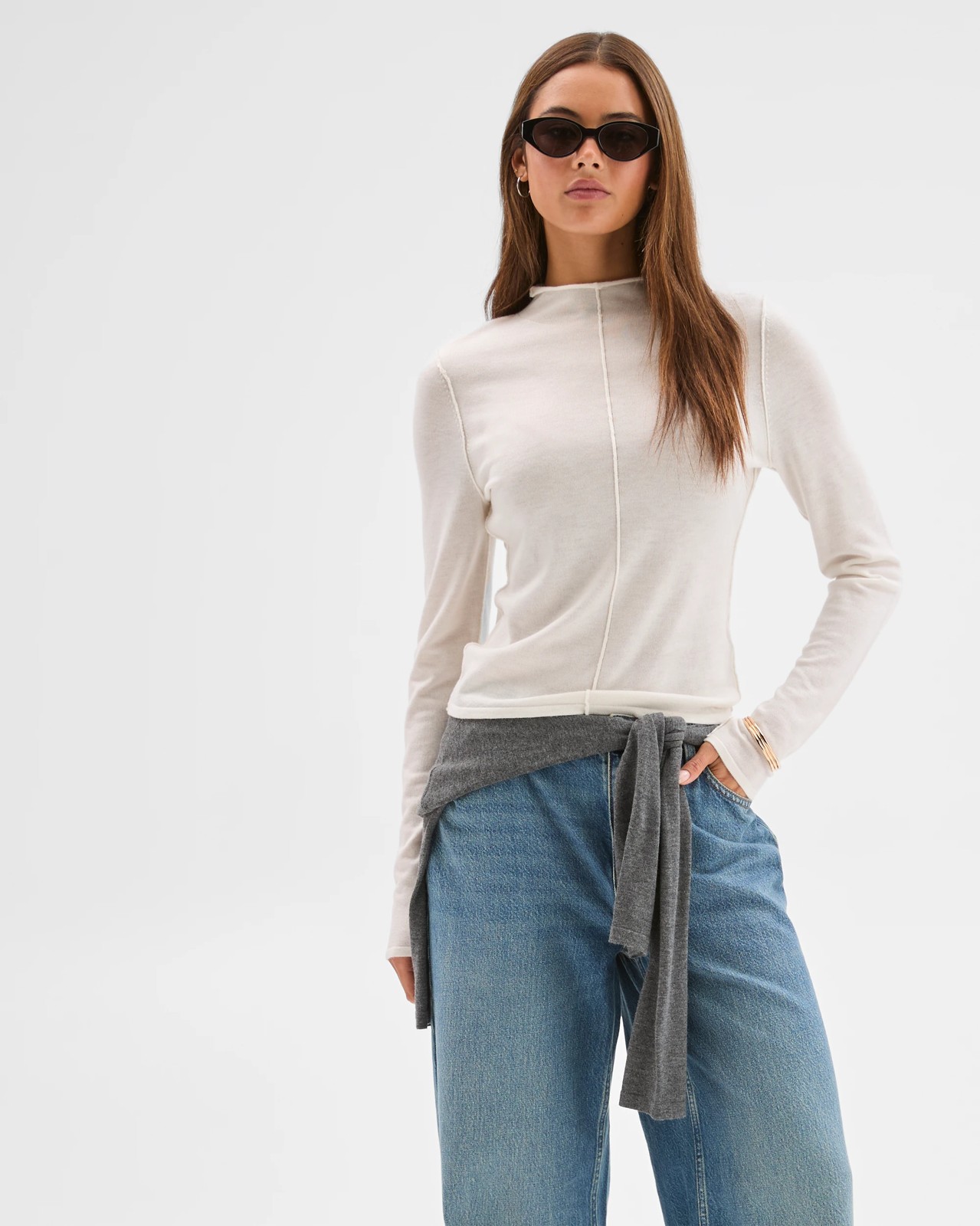 Lily Loves Exposed Seam Skivvy Top - Light Cream 2 of 5