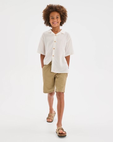 Elastic Waist Chino Shorts