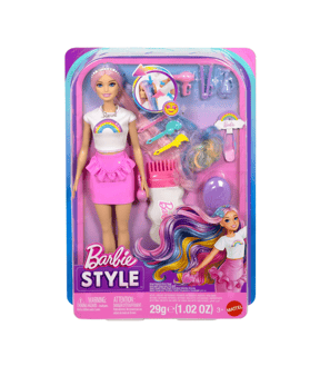 Barbie Rainbow Sparkle Hair Doll with Extra-Long Hair and Accessories