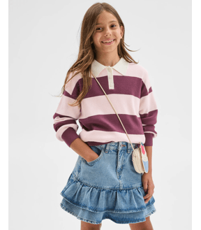 Long Sleeve Loose Knit Rugby Jumper