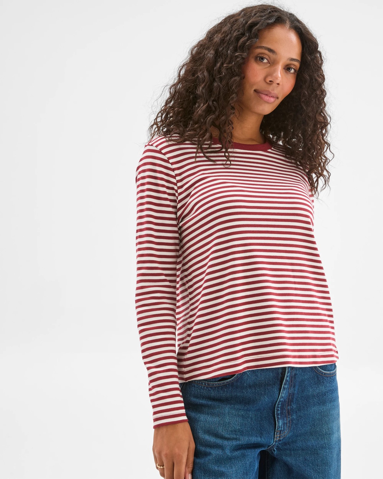 Australian Cotton Classic Long Sleeve Crew Neck T-Shirt - Brick 3 of 6