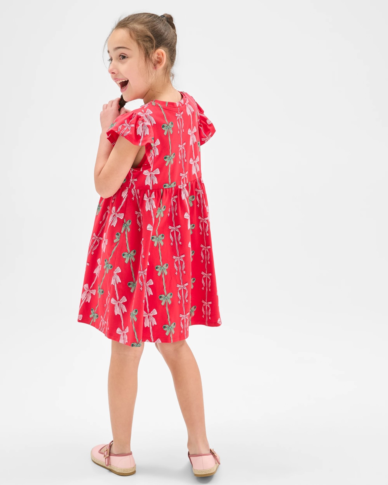 Australian Cotton Christmas Knit Dress - Red Base Bow 5 of 5