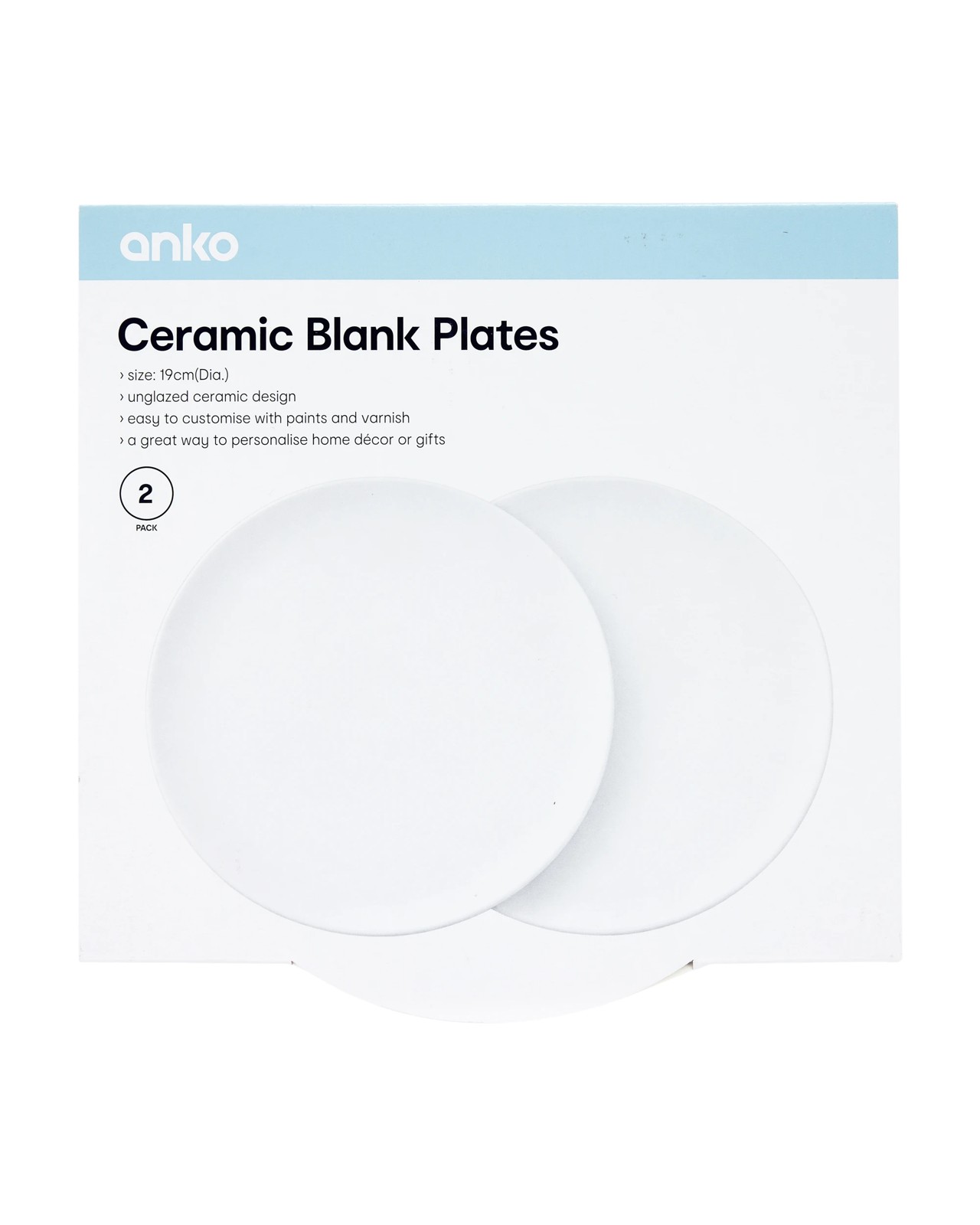 Anko 2 Pack Ceramic Blank Plates 4 of 4