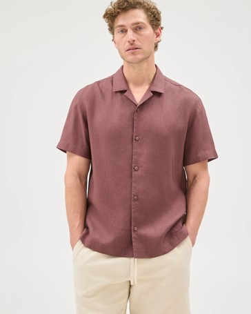 European Linen Short Sleeve Revere Collar Shirt