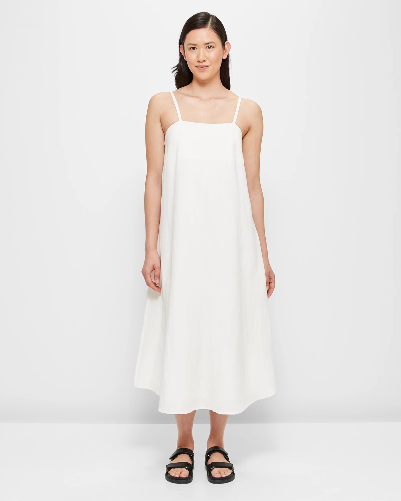 Linen Blend Strappy Midi Dress - Preview | Target Australia