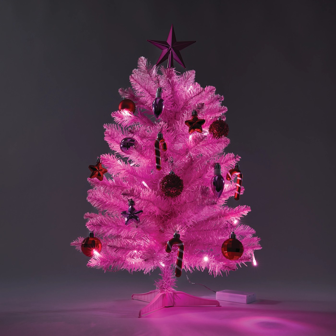 Anko 60cm (2ft) Light Up Mini Pink Christmas Tree 3 of 5
