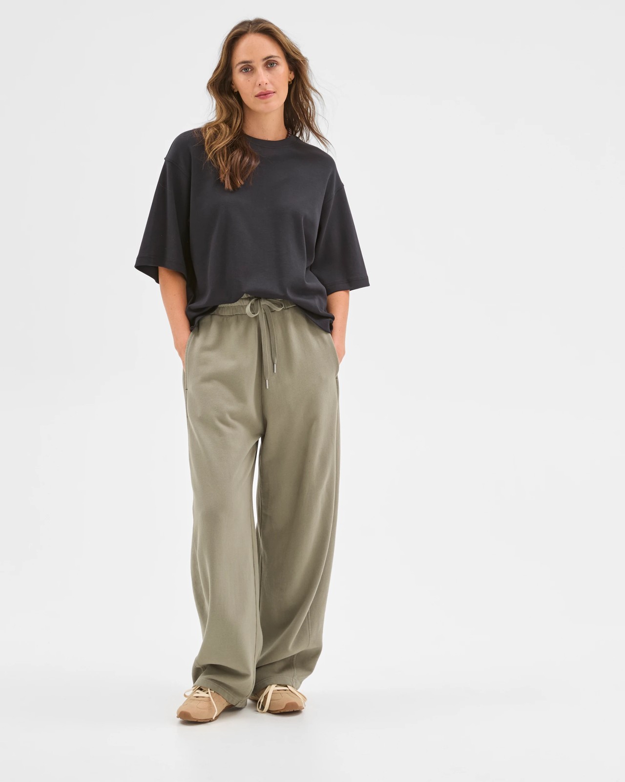 Australian Cotton Barrel Leg Jogger Pants - Washed Dusty Olive 3 of 5