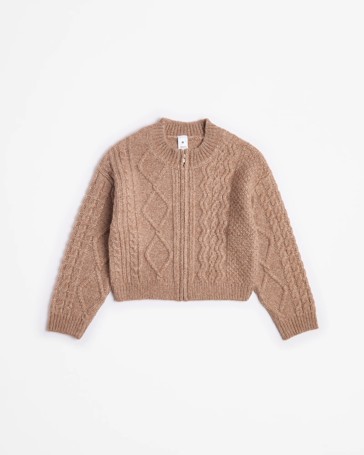 Zip Front Cable Knit Jumper