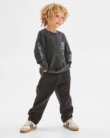 Australian Cotton Long Sleeve Washed Print T-Shirt