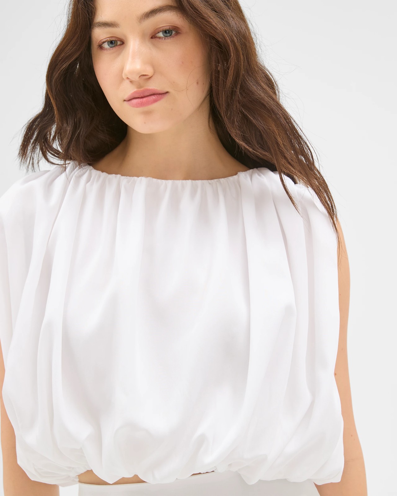 Lily Loves Lyocell Sleeveless Blouson Blouse - White 3 of 5