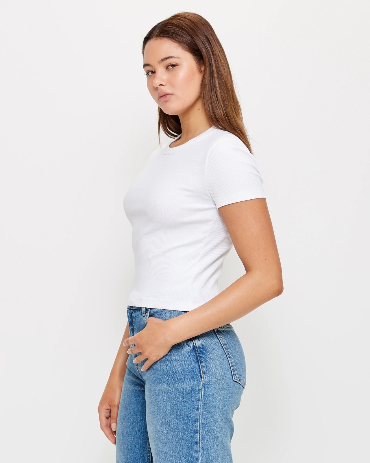 Australian Cotton Ribbed Hip Line Crew T-Shirt - Lily Loves | Target ...