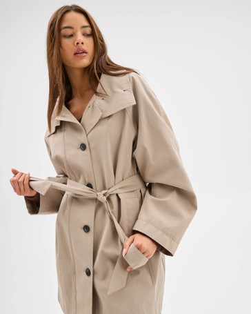 Lily Loves Australian Cotton Blend Funnel Neck Short Trench Coat
