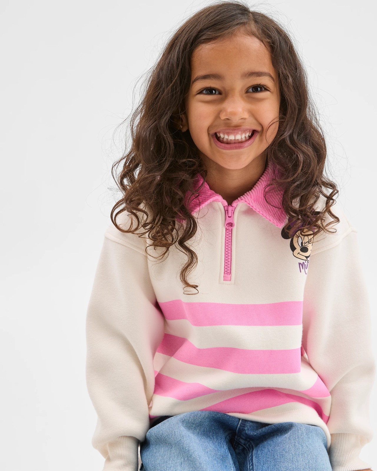 Minnie Mouse Australian Cotton Fleece 1/4 Zip Corduroy Collar Sweat Top 3 of 6