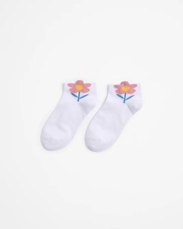 Quarter Crew Motif Flower Socks - AC-Lab