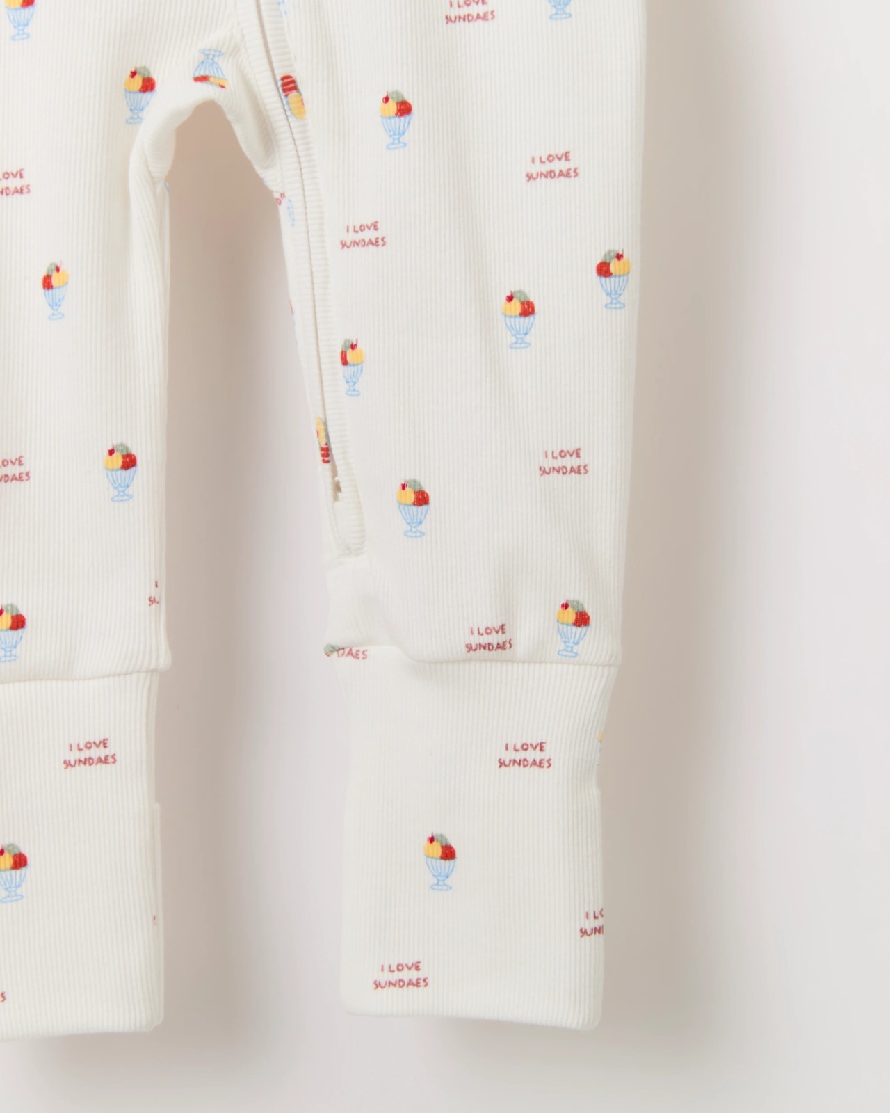 Baby Organic Cotton Rib Zip Footless Coverall - Sundaes Cloud Dancer 5 of 6