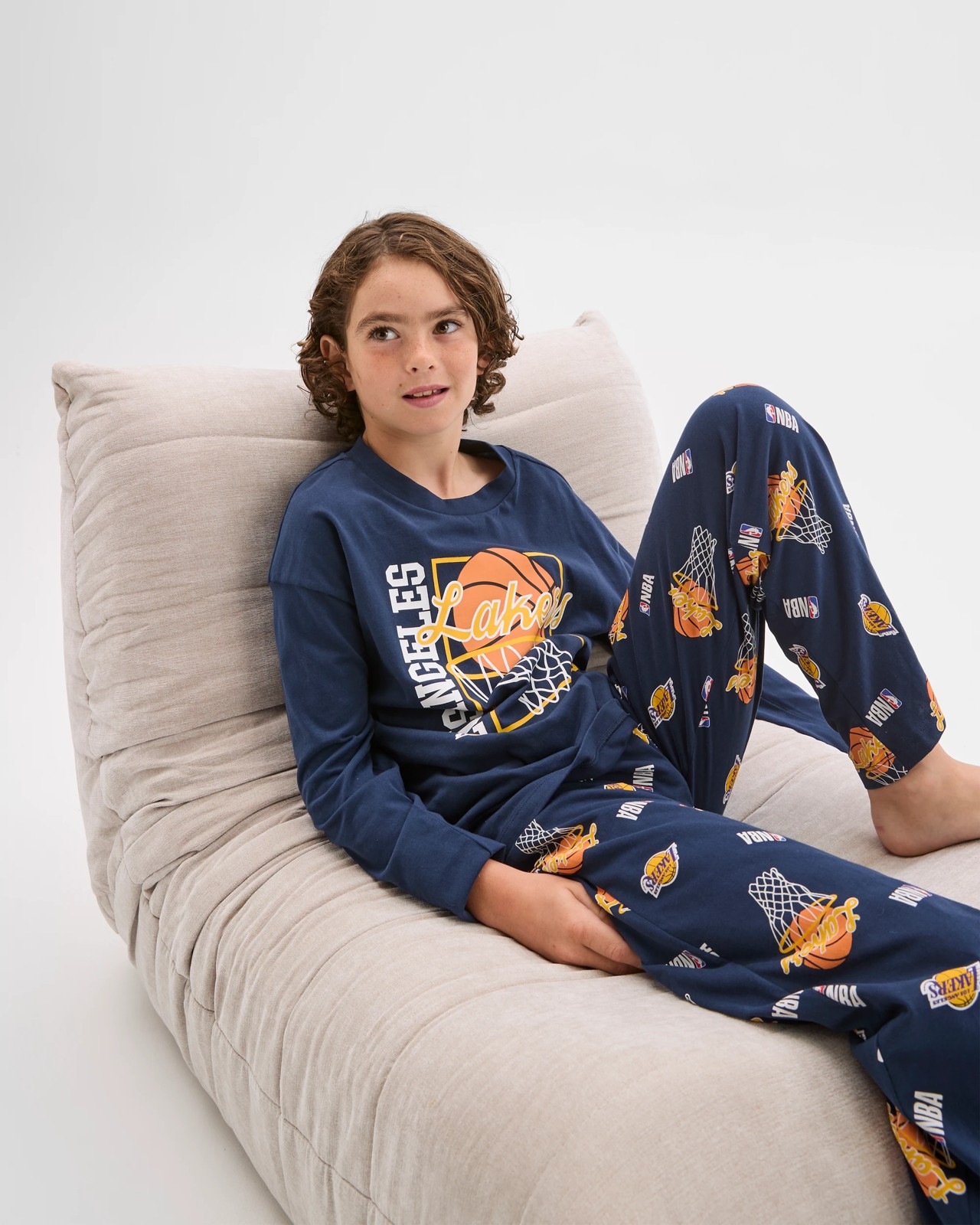 NBA Australian Cotton Jersey Older Boys Oversized Pyjama Set - NBA Lakers 2 of 6