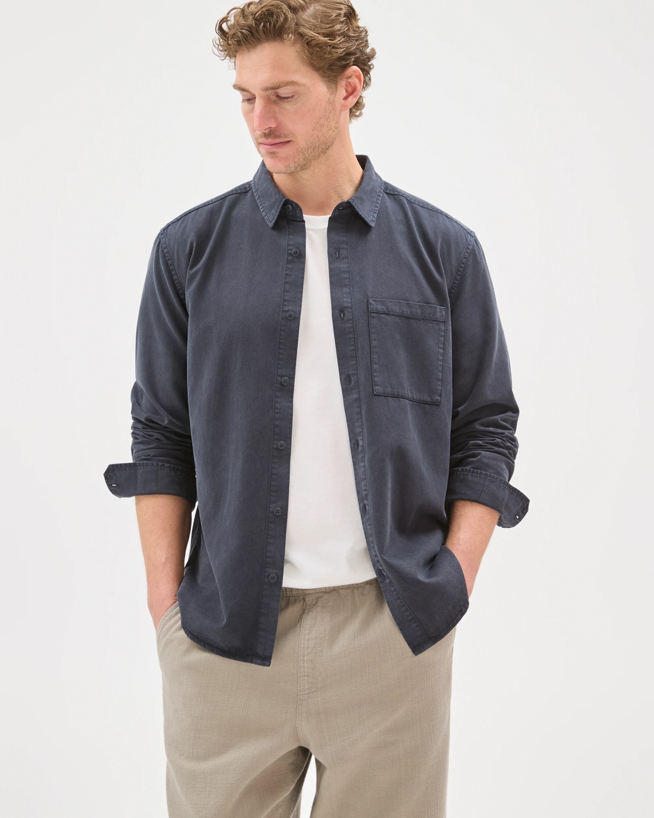 Long Sleeve Washed Shirt - Night Sky 2 of 6