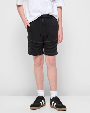 Denim Biker Pull On Short