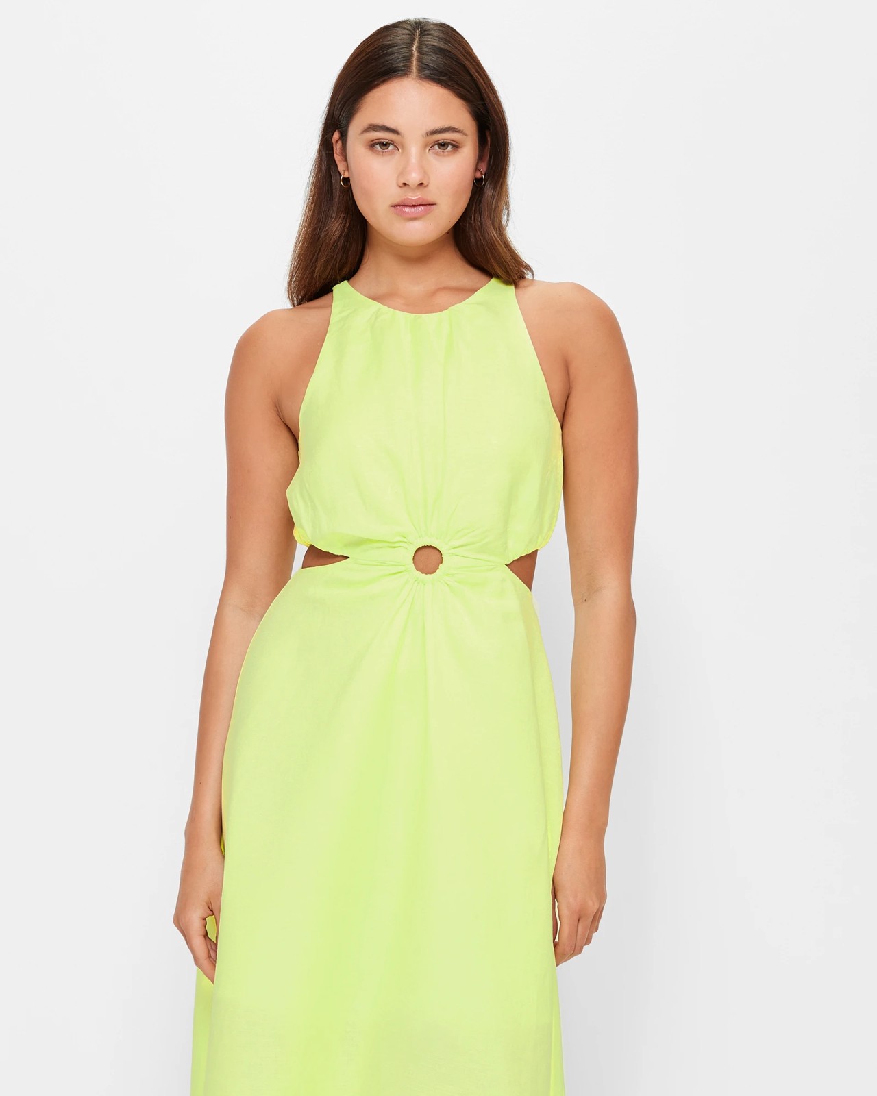 European Linen Blend Ring Detail Midi Dress - Lily Loves 2 of 5