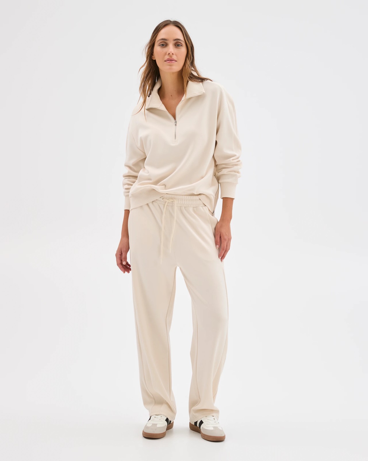 Movement Wide Leg Knit Panel Pants - Oatmilk 5 of 6