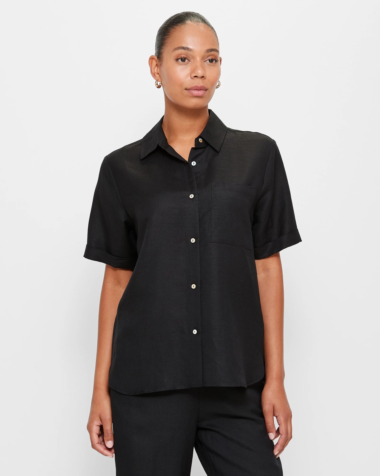 Black button up 2024 shirt womens target