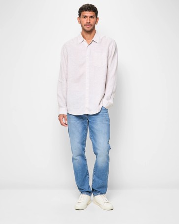 European Linen Long Sleeve Textured Shirt