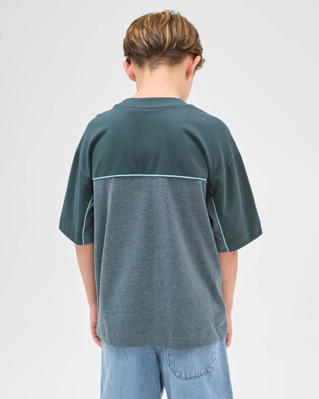 Australian Cotton Blend Oversized Embellished Sport T-Shirt - Teal 4 of 6