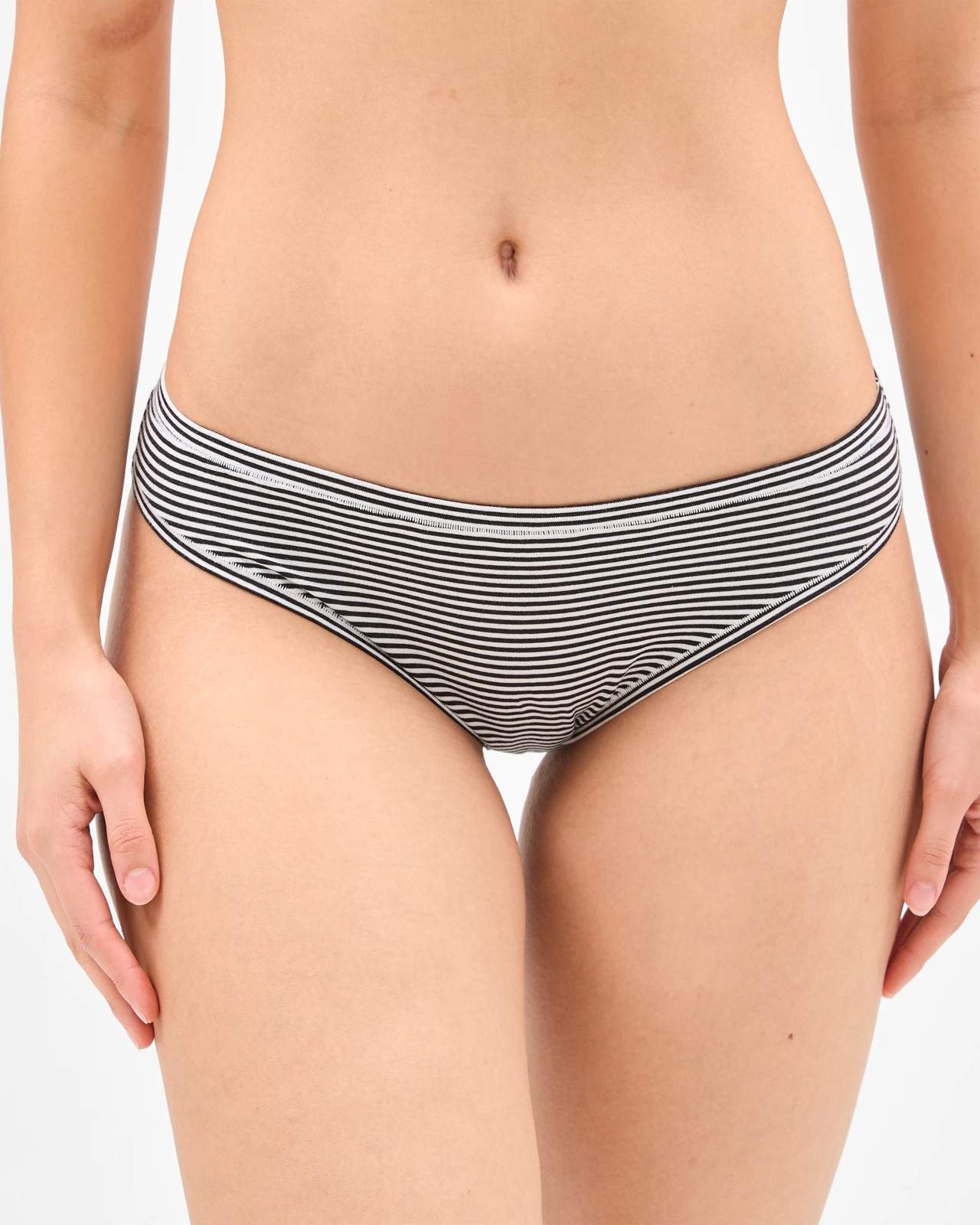 2 Pack Bamboo Bikini Briefs - Black Stripe/Solid Black 2 of 4