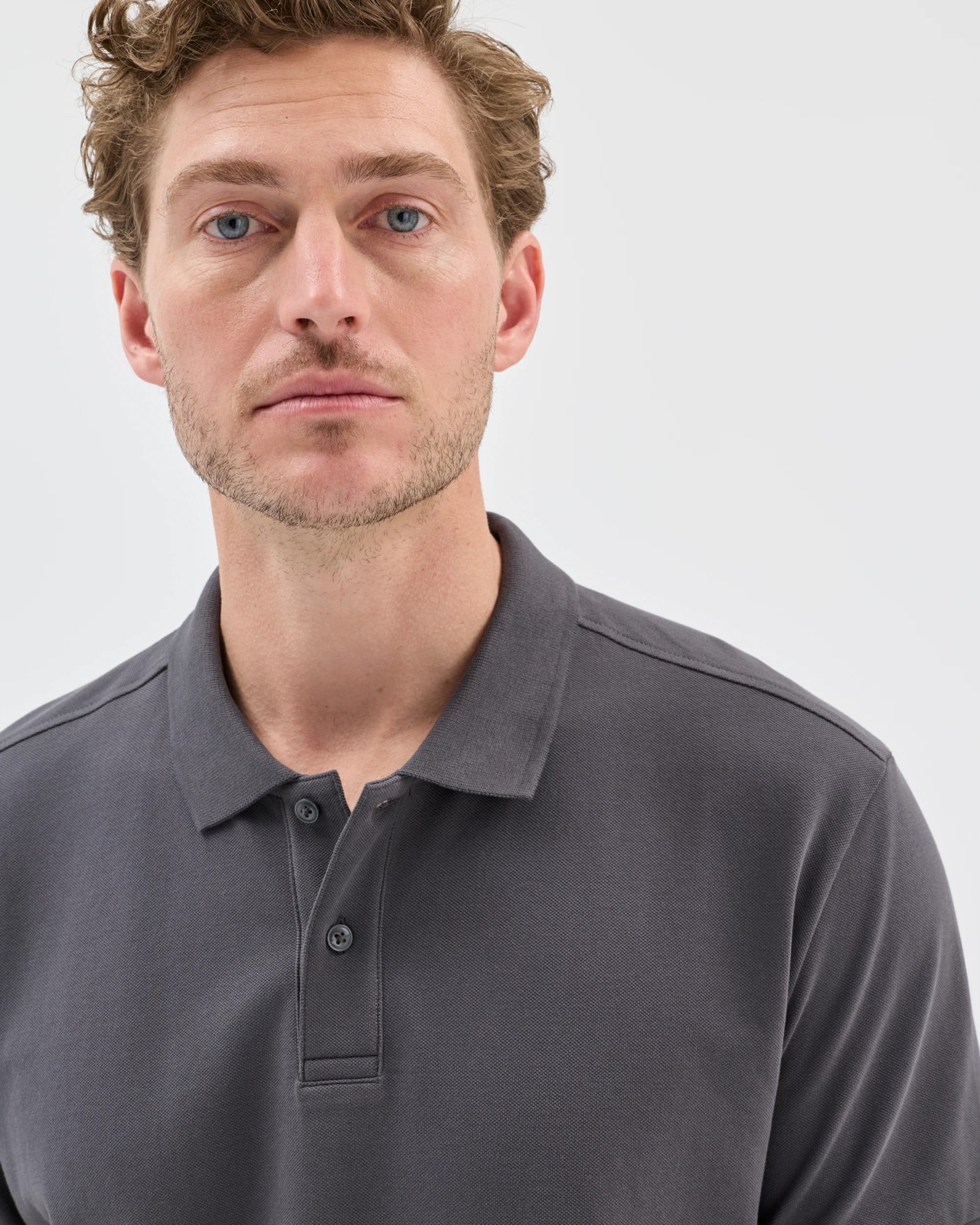 Australian Cotton Pique Polo Top - Dark Grey 3 of 5