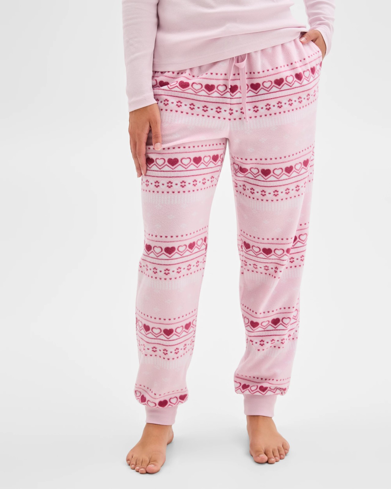 Fleece Sleep Pyjama Jogger Pants - Fairaisle Pink 3 of 6