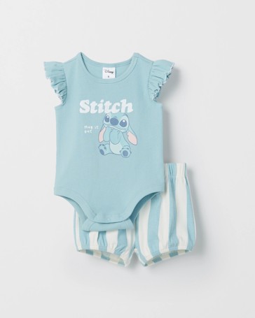 Disney Licensed Organic Cotton Baby Bodysuit and Shorts Set