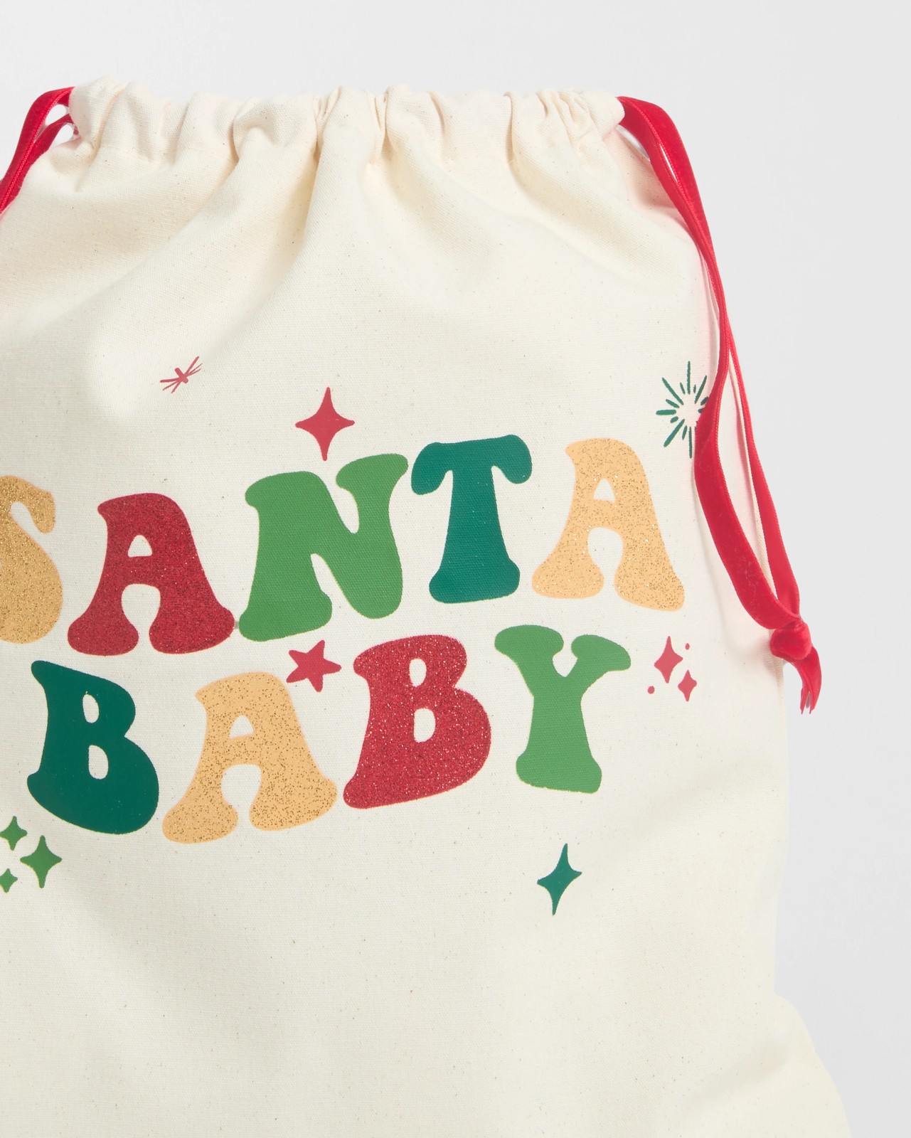 Cotton Santa Baby Drawstring Christmas Bag 2 of 4