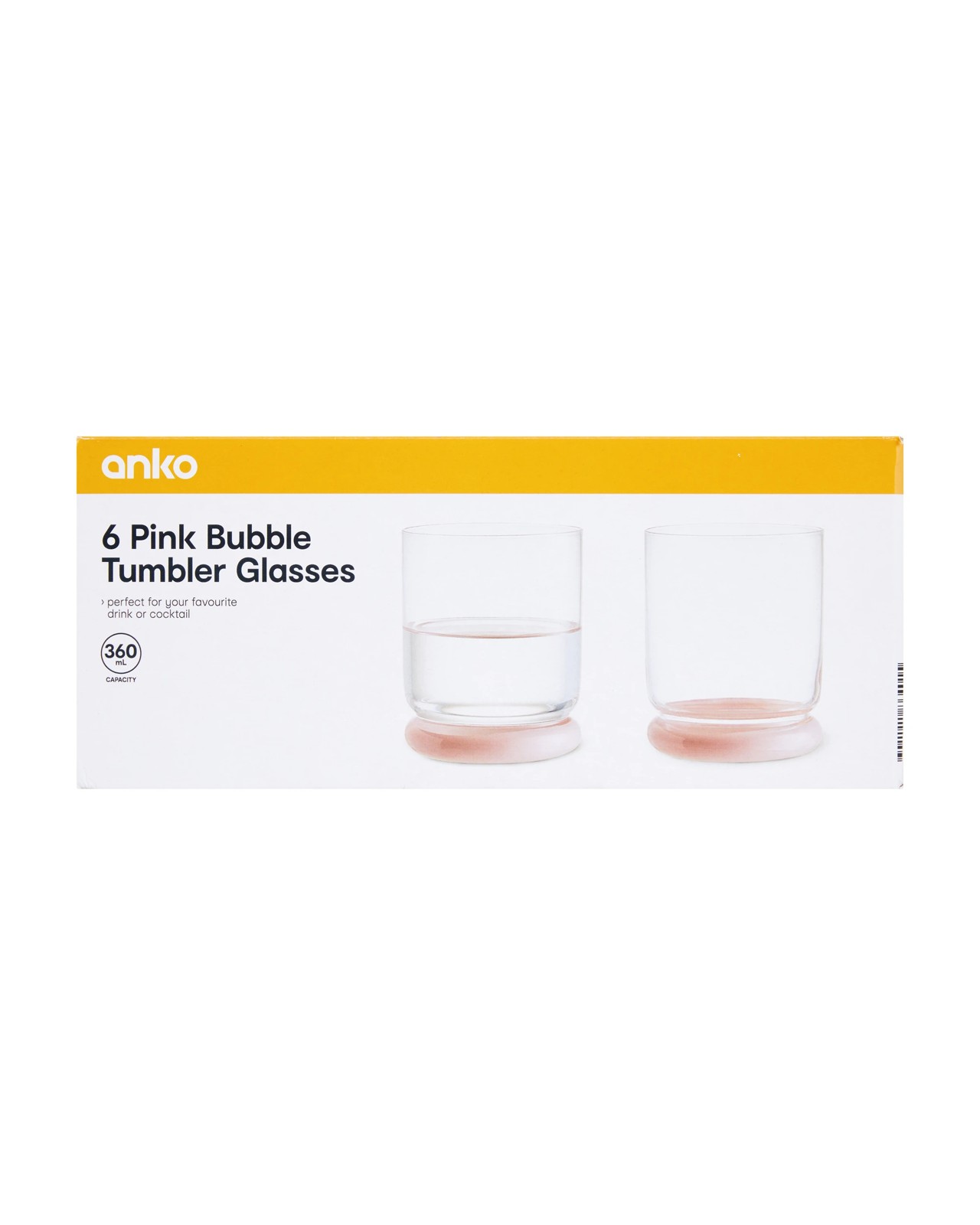 Anko 6 Pink Bubble Tumbler Glasses 6 of 6