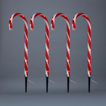 4 Pack Solar Powered LED Light Up Candy Cane Stakes - Anko