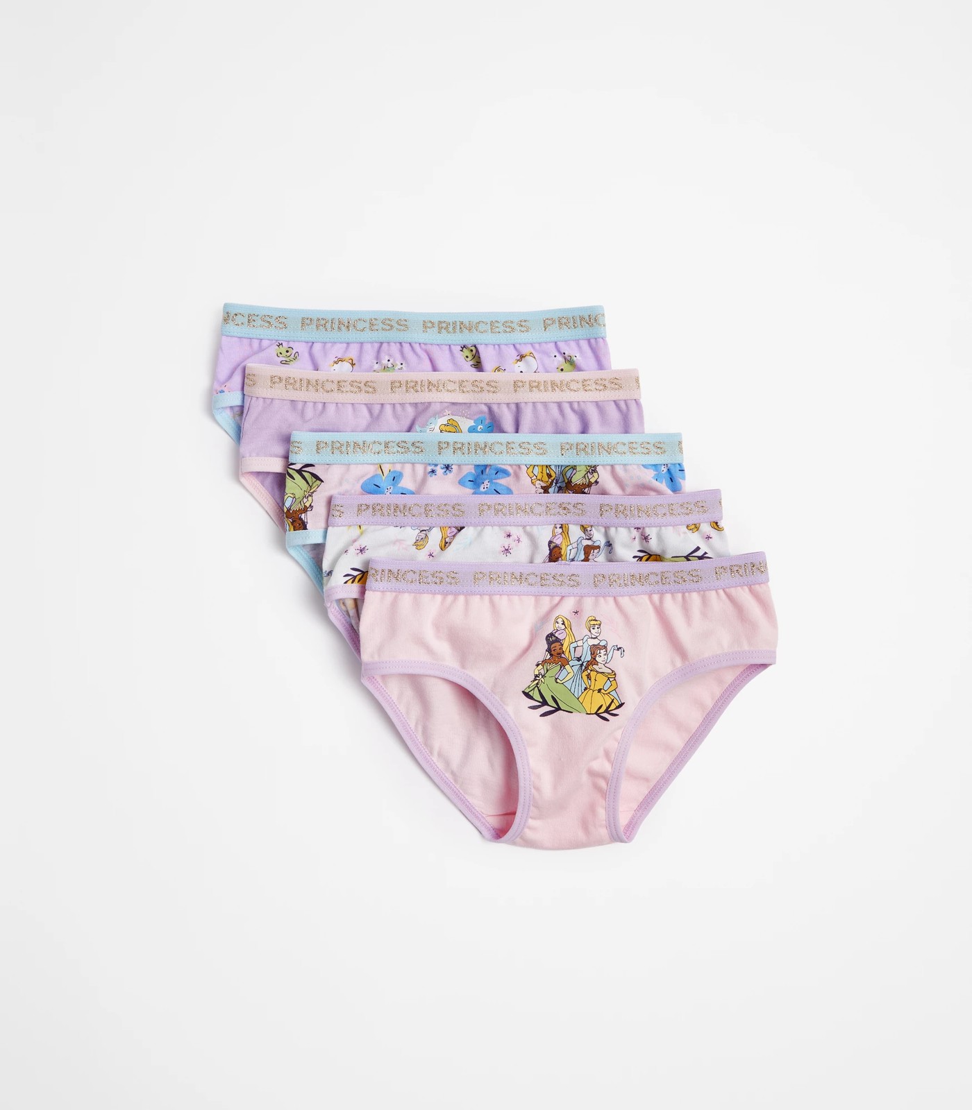 Disney Princess Girls Briefs 5 Pack Underwear Gifting Set