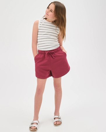 Australian Cotton Blend Curved Hem Fleece Shorts