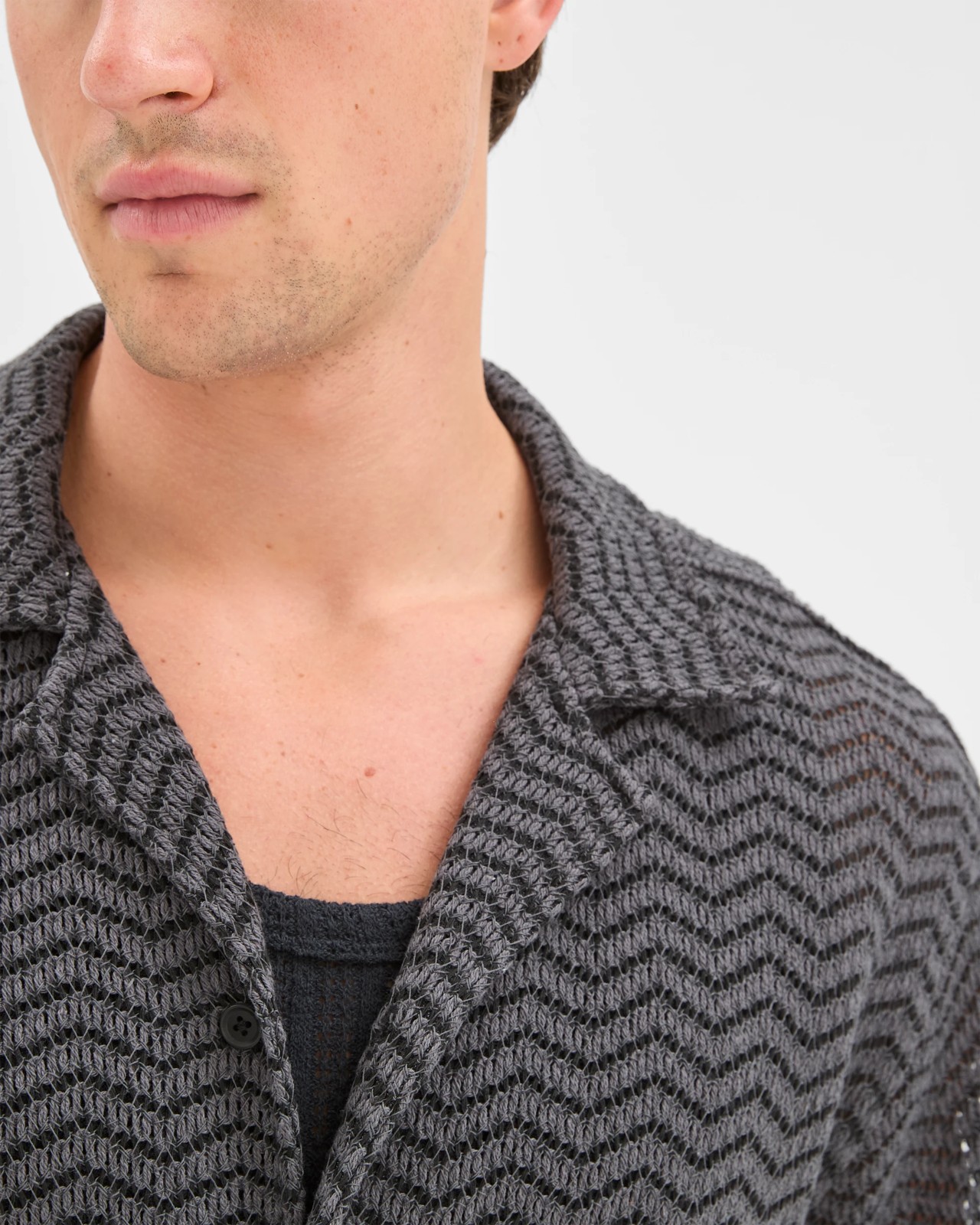 Commons Open Weave Short Sleeve Shirt - Black 3 of 6