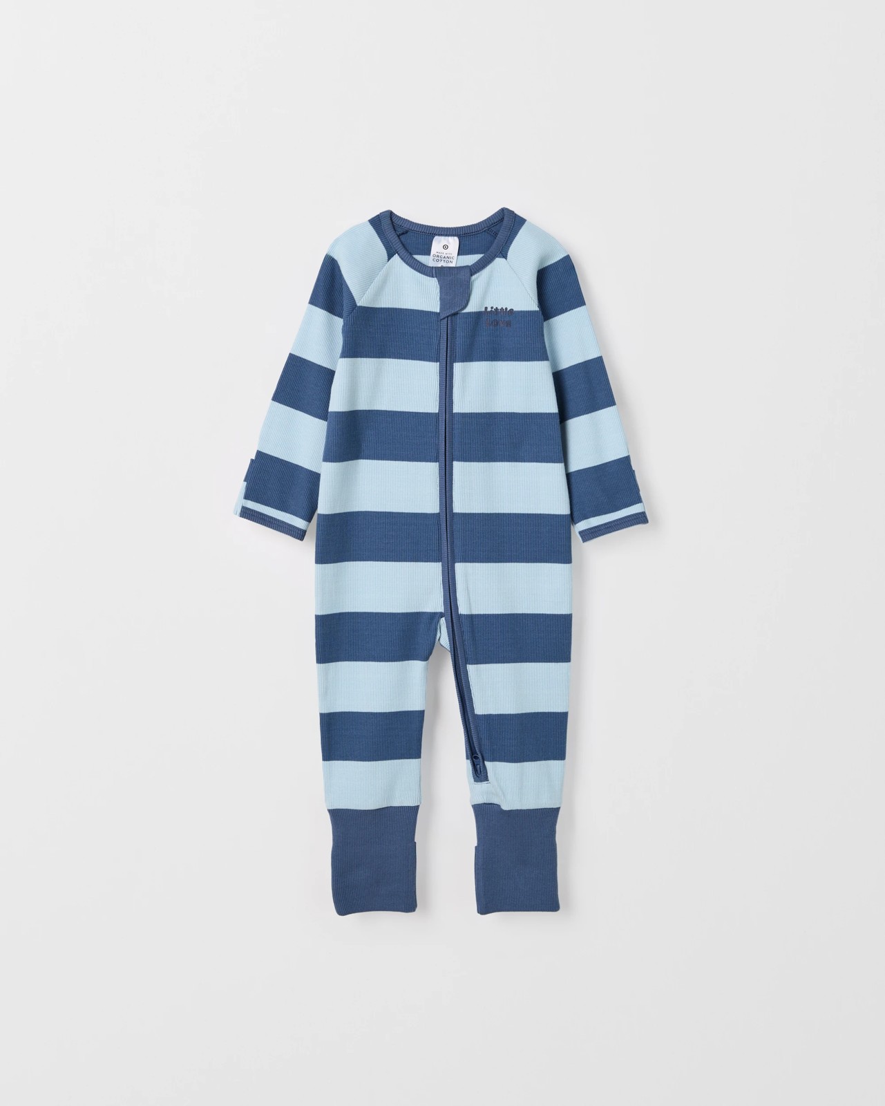 Baby Organic Cotton Rib Zip Footless Coverall - Vintage Indigo Stripe 4 of 5