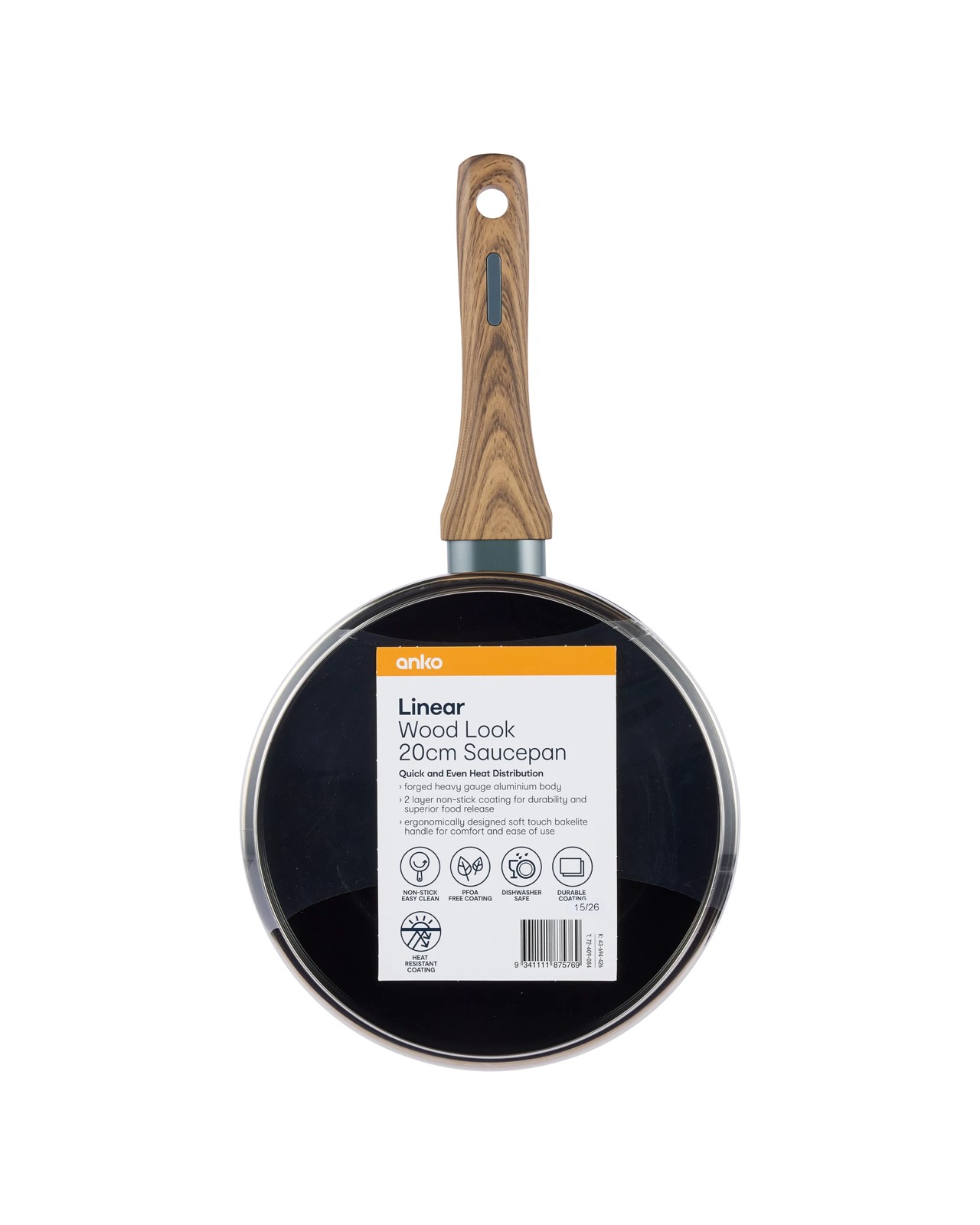 Anko 20cm Linear Wood Look Saucepan 6 of 6