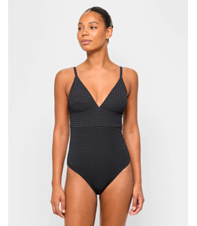 V-Front Textured One Piece Bathers - Shape Your Body