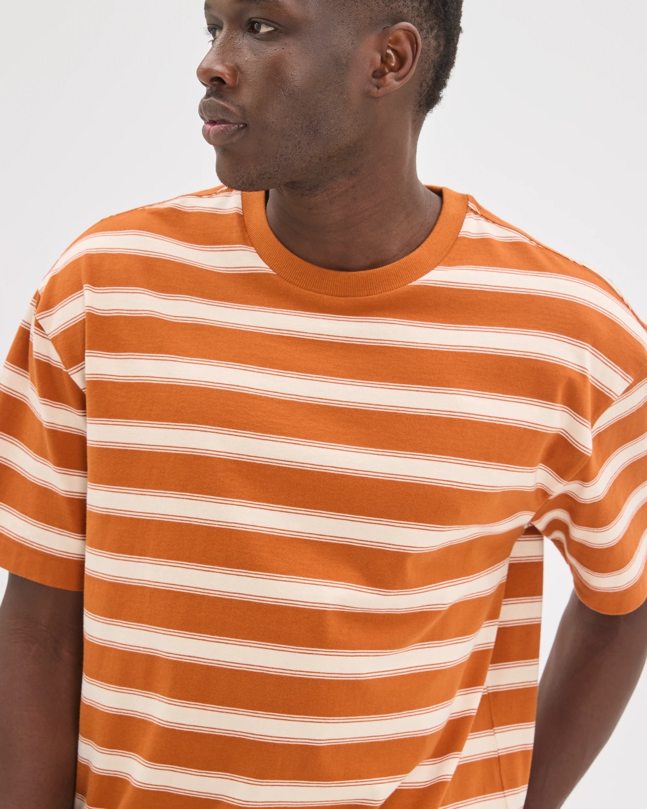 Commons Australian Cotton Oversized Stripe T-Shirt - Orange Stripe 3 of 5