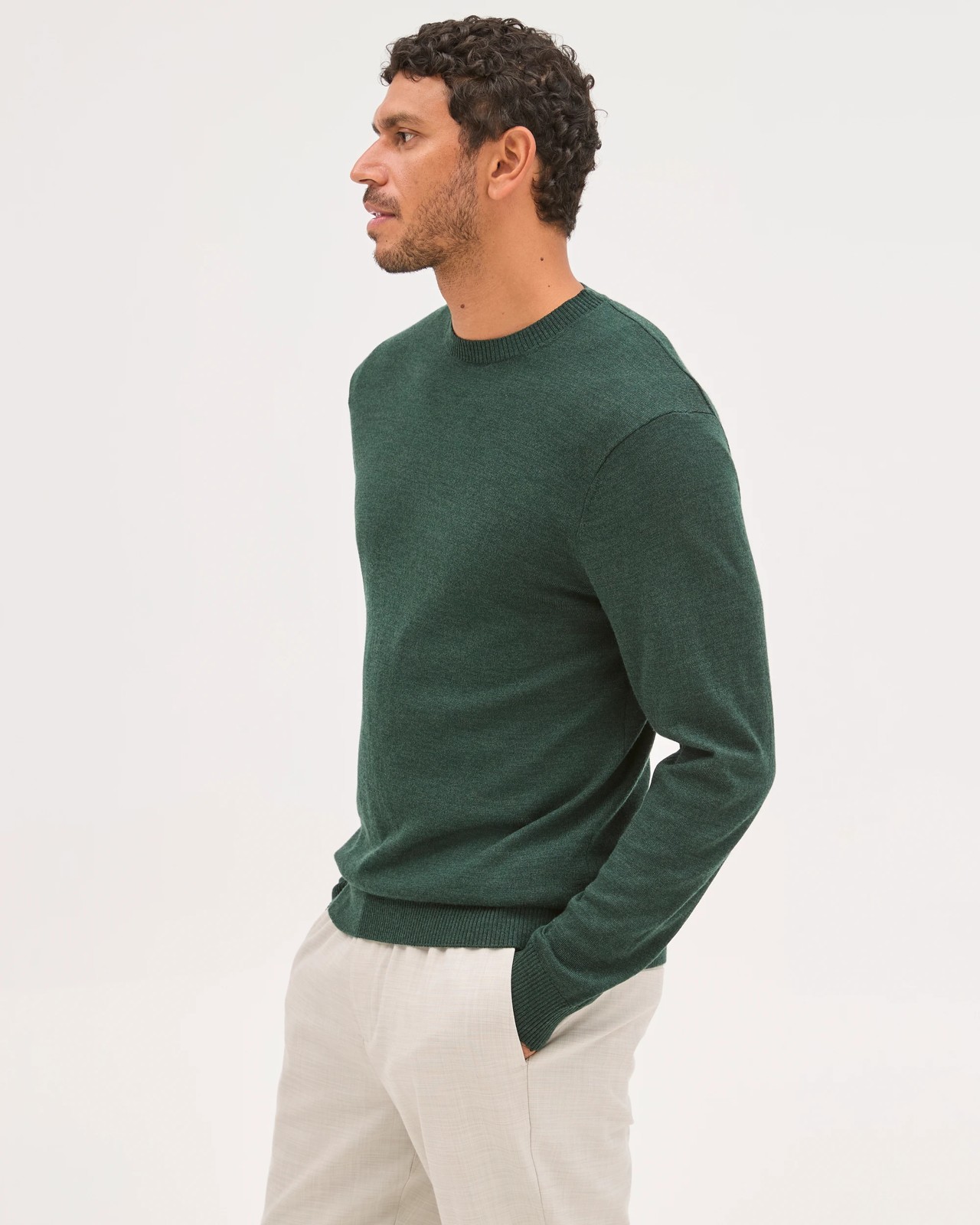Preview Australian Merino Wool Knit Jumper - Forest Green 4 of 5