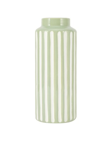 Anko Green Textured Stripe Ceramic Vase