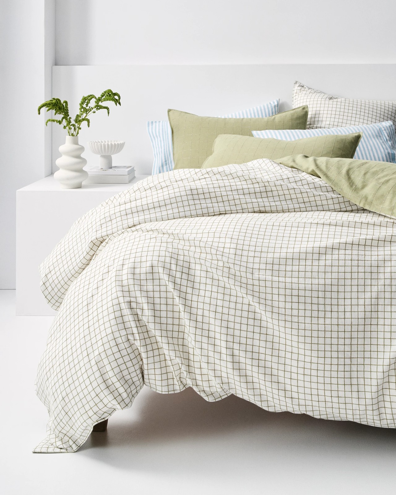 Ayla Check Linen/Cotton Quilt Cover Set 3 of 5