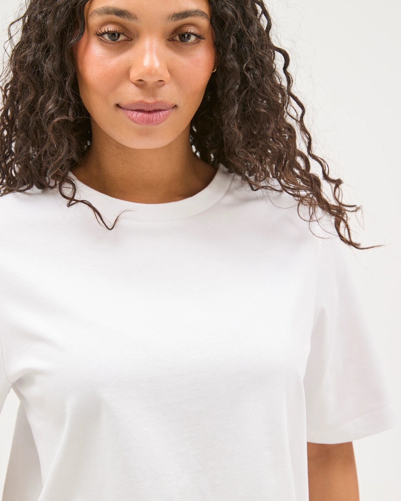 Australian Cotton Boxy Fit Woven Back T-Shirt - White 4 of 6