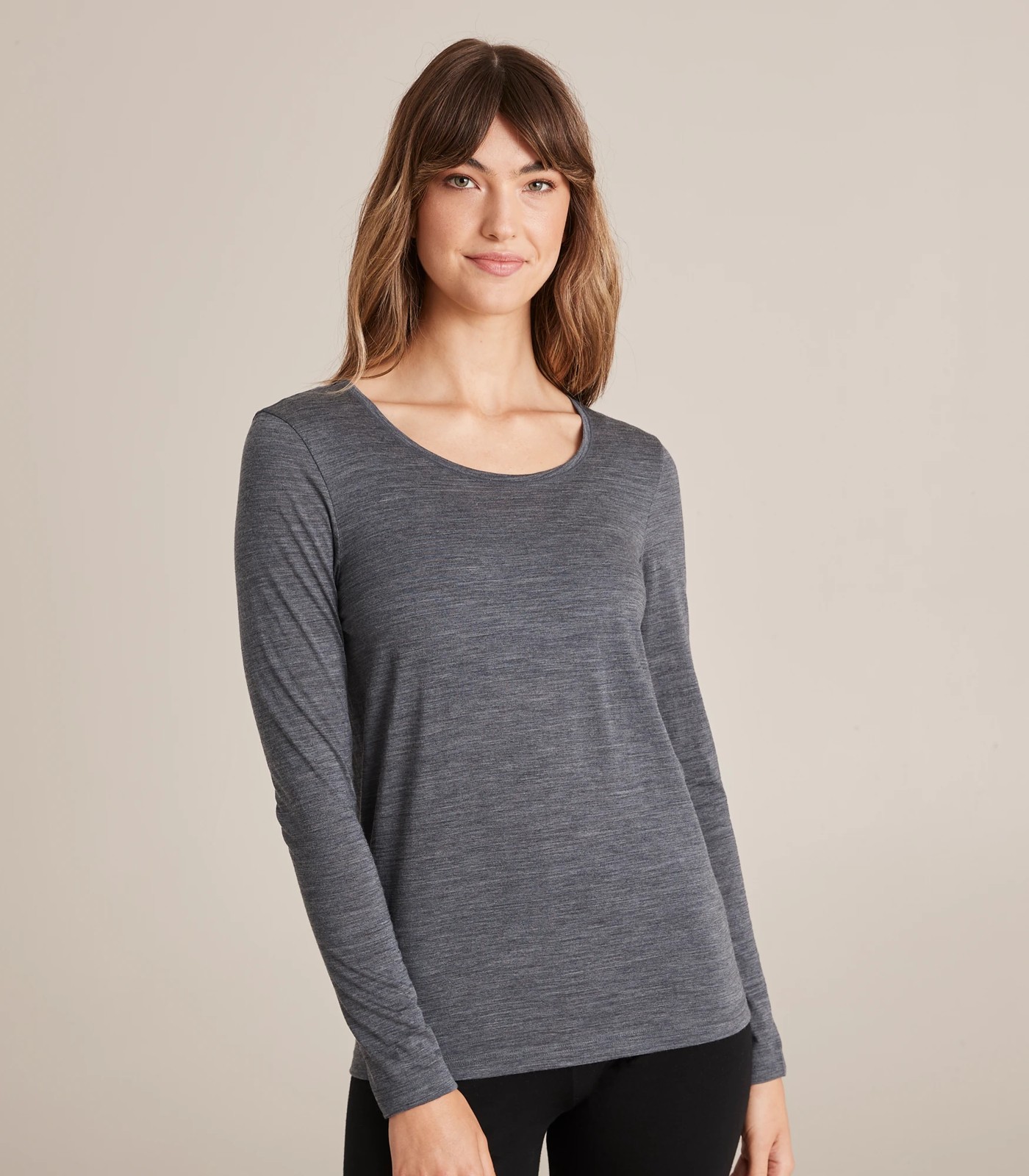 Ladies Merino Wool Blend Long Sleeve Thermal Spencer Top Underwear Thermals