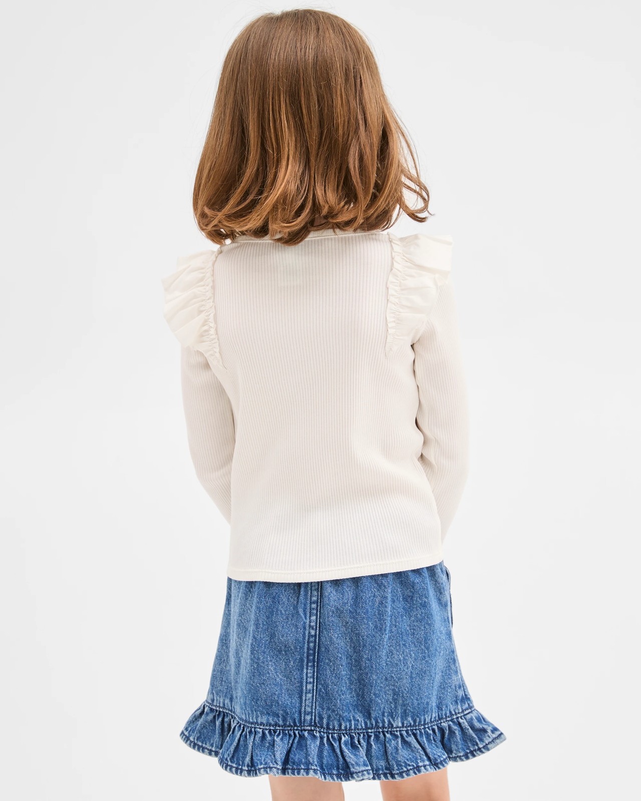 Australian Cotton Long Sleeve Ribbed Fashion T-Shirt - Solid White 3 of 3