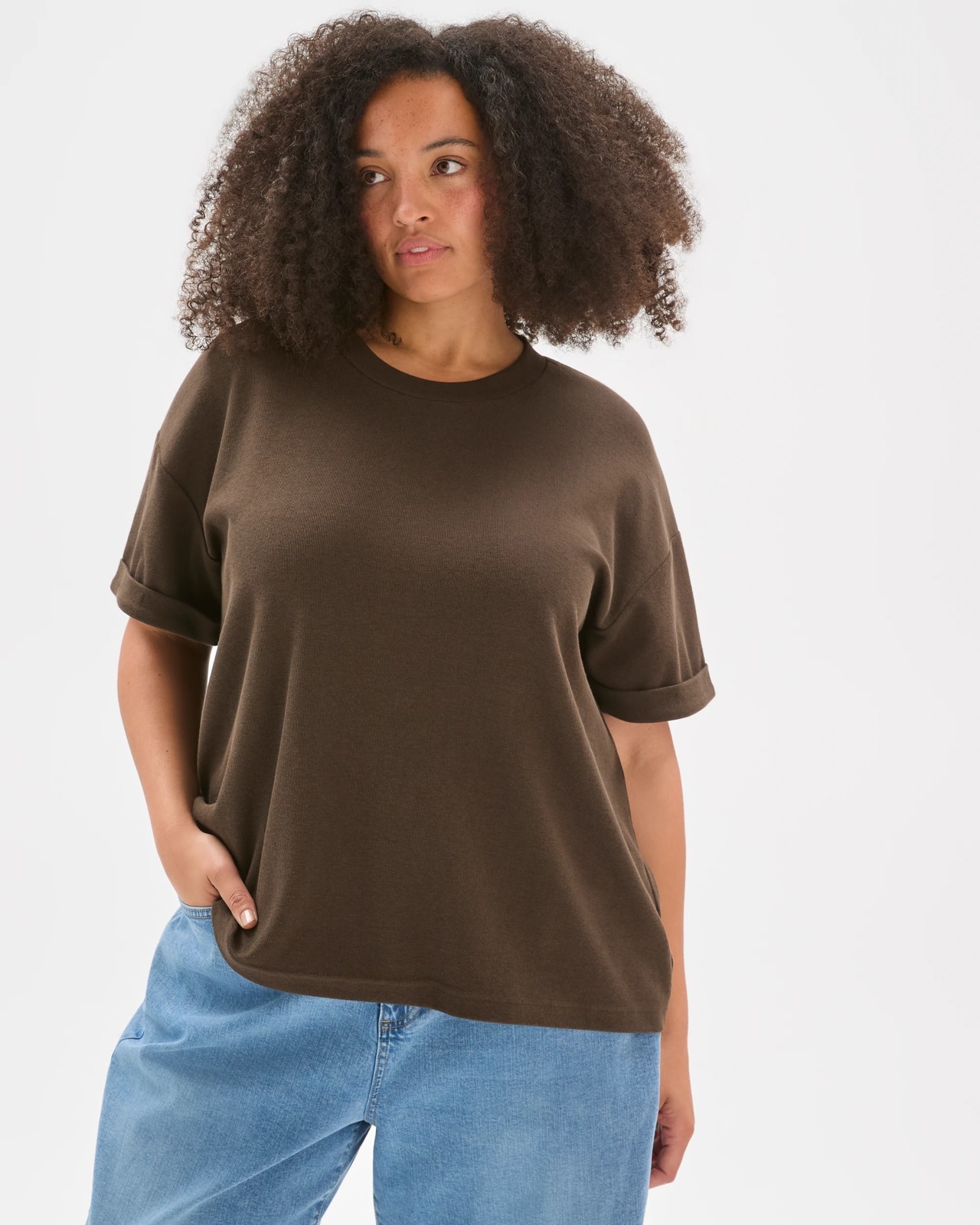 Plus Size Turnback Cuff Boxy T-Shirt 2 of 5