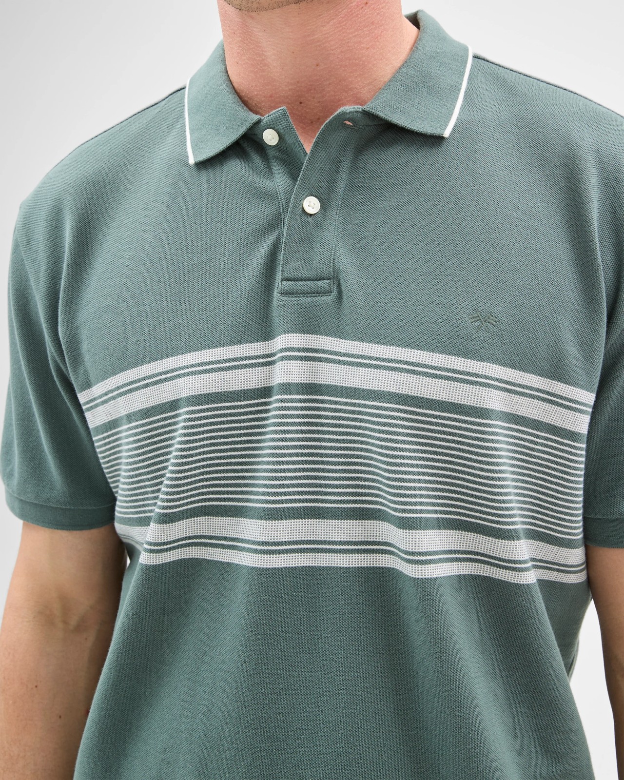 Australian Cotton Panelled Polo Top - Balsam Green 5 of 6