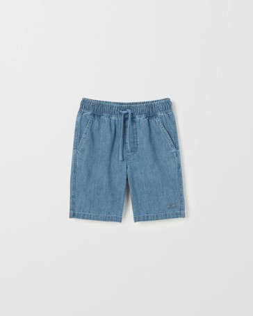 Textured Stripe Denim Shorts